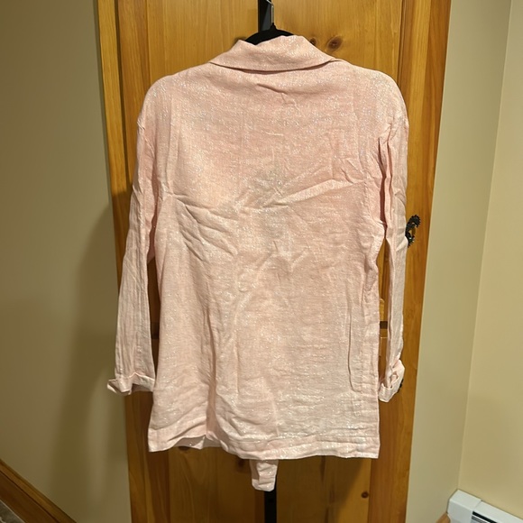 Anthropologie Amadi Kaye Blazer Jacket Linen Metallic Shimmer NEW - Picture 9 of 9